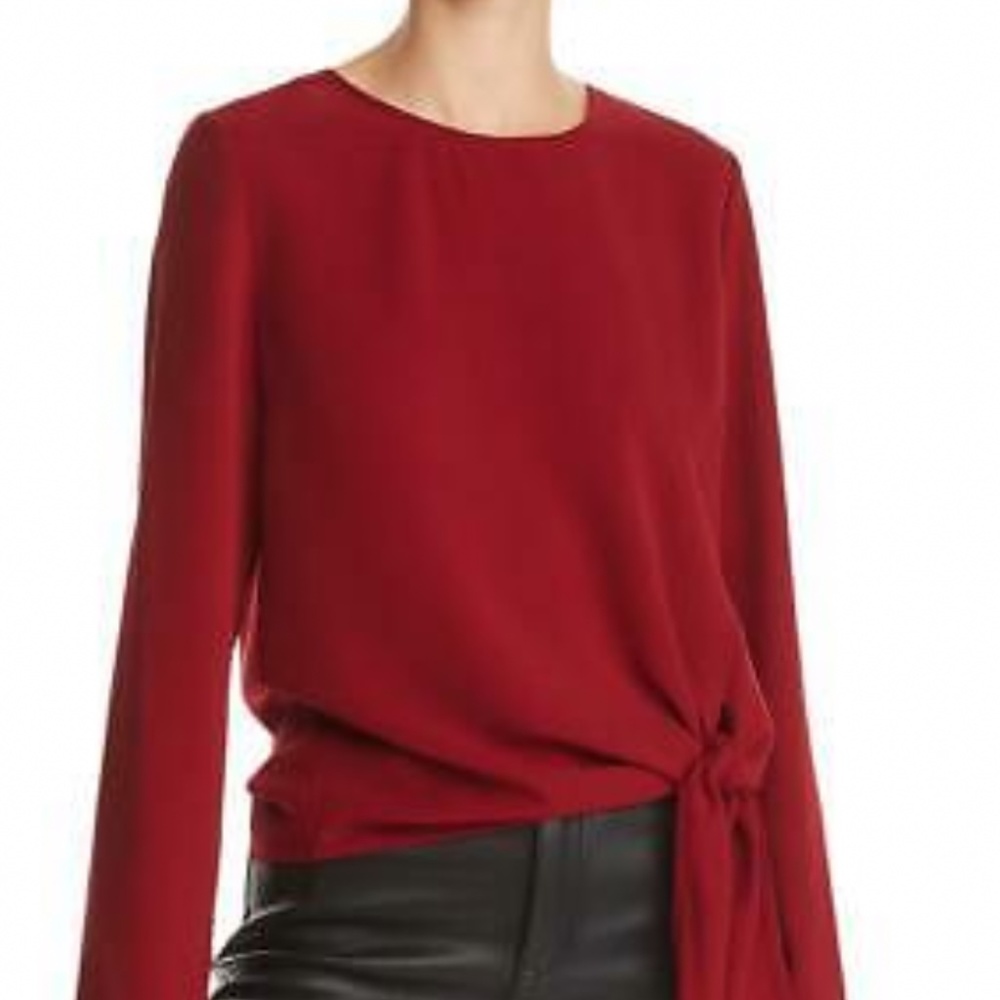 Aqua - Nordstrom - side tie blouse with back zip red - NWT - Small